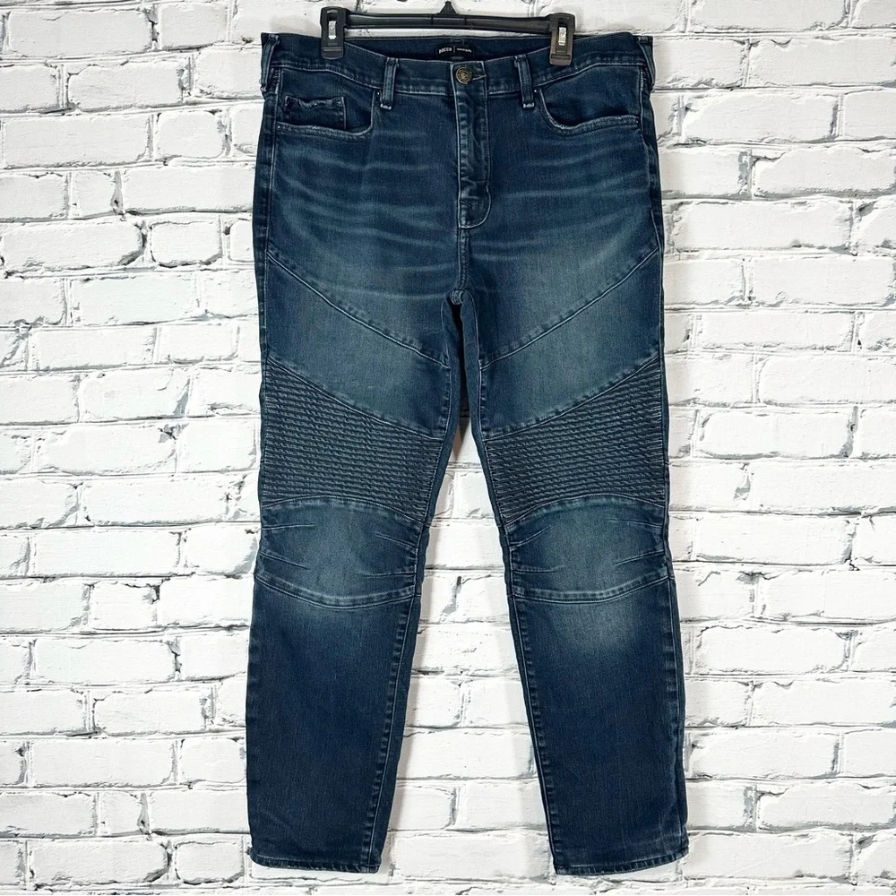 True Religion Men’s Rocco Relaxed Skinny Moto Medium Wash Blue Jeans 36x28 Y2k
